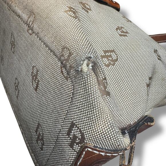 Dooney & Bourke Large Tassel Canvas Tote Bag Beige Brown Y2K — Read Description - Picture 11 of 15